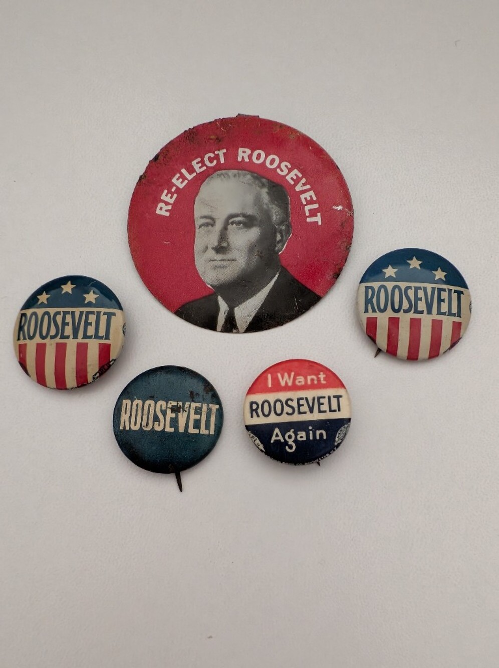 Vtg Lot 5 Franklin D Roosevelt FDR Presidential Campaign Buttons Pinback Politic